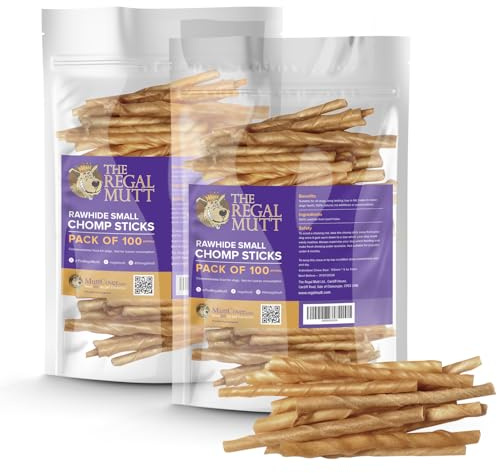 The Regal Mutt - Rawhide Chomp Sticks - 100 Chews (2 Bags)