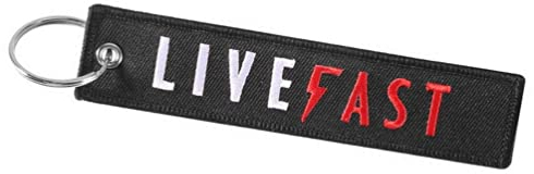 Streetculture LIVE FAST Nylon Jet Tag Schlüsselanhänger langlebig und robust - Accessories Zubehör Lanyard Schlüsselband Keychain