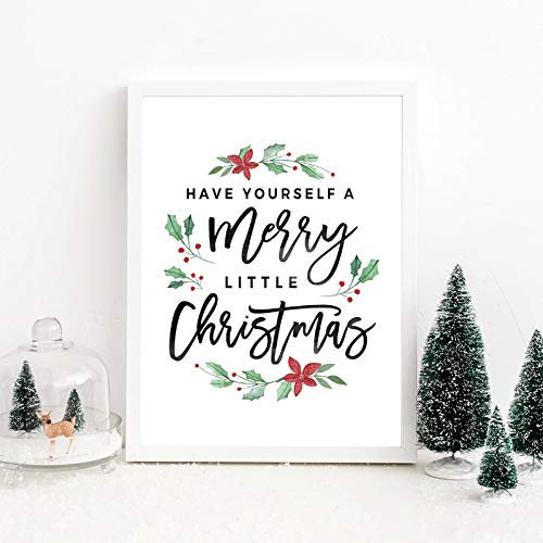 TANYANG Weihnachtsdekoration, Poster Und Druck Auf Leinwand, Gemälde „Have Yourself A Merry Little Christmas Quote Holiday Home Decor“. 30X40Cm Kein Rahmen
