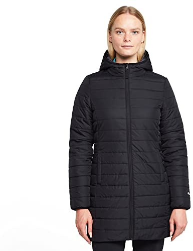 Peter Storm Women’s Blisco II Longline Jacket with Hood & 2 Pockets, Lightweight, Water Repellent & Insulated Winter Padded Puffer Coat (UK, Numeric, 12, Regular, Regular, Black)