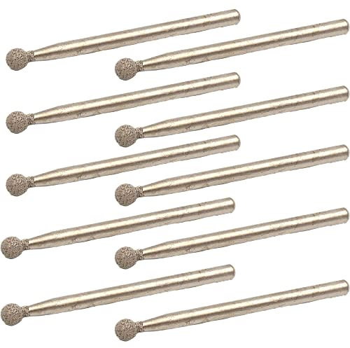 10 brocas de cabeza esférica de bola de diamante, herramientas rotativas de punta montada para tallar, grabado, lijado (3 x 2 mm)