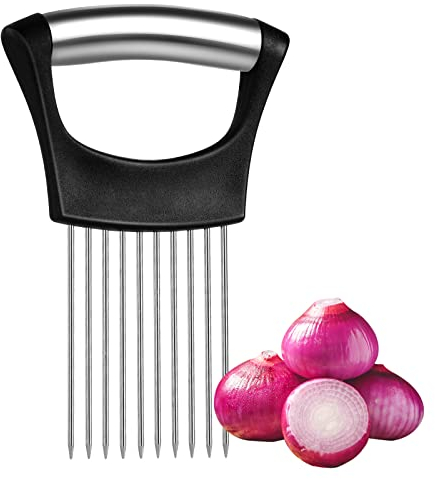 Zwiebelhalter Gemüsehobel Gemüse Frucht Rindfleisch Zwiebel Schneidmaschine Edelstahl Fleisch Nadel Zwiebelschneider