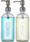 JASAI 2Pack 18OZ Glass Soap Dispenser with Rustproof 304 Stainless Steel Pump, Kitchen Soap Dispenser with Hands & Dishes Label, Refillable Dish Soap Dispenser for Kitchen (White)