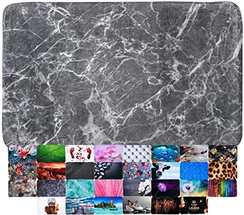 Sanilo Badteppich, viele schöne Badematten zur Auswahl, Badvorleger sehr weich und rutschfest, waschbar und schnelltrocknend (Marmor Grau, 50 x 80 cm)