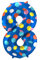 Folat 64188 Luftballon Geburtstag Ziffer Zahl 8 Colorful Dots Blau mit farbigen Punkten 86 cm - Helium Ballon Decoration Geburtstagdeko, Ballon Zahl