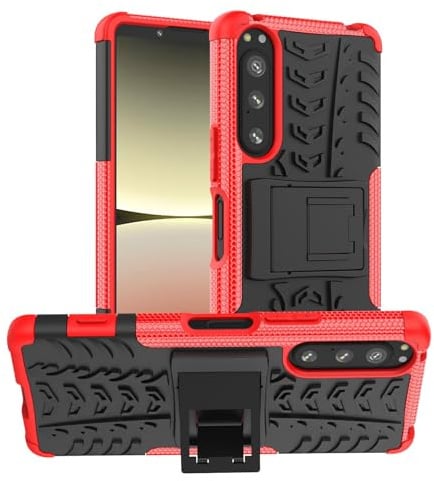 Handy Tasche Kompatibel mit Sony Xperia 5 IV | Case Panzer Hülle Cover Schutzhülle Etui Bumper für Xperia 5 IV | Rot