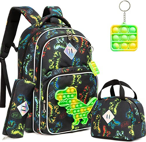 Rucksack für Mädchen Elementar Vorschule Kinder Lunchbox für Schule, Dinosaurier-Tasche
