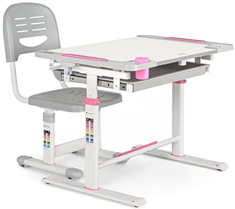 blumfeldt Schreibtisch für Kinder Höhenverstellbar, Schreibtisch Kinder mit Stuhl, Kinderschreibtisch Verstellbar, Höhenverstellbarer Schreibtisch-Set für Jungen und Mädchen im Alter von 5-12 Jahren