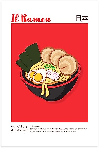 Vulfire Stampa da Parete Il Ramen, Ricetta Piatto Tipico Giapponese, Idea Regalo Speciale, Arredamento Casa Salotto Ufficio Cucina, Poster in carta glossy premium ((A3) 29,7 x 42 cm)