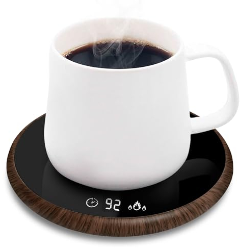 Coffee Mug Warmer, Electric Smart Beverage Mug Warmer Cup Warmer with Touch Tech & LED Backlit Display, Coffee Warmer for Home Office Coffee Mug, with Two Temperature Settings (Deep wood grain)