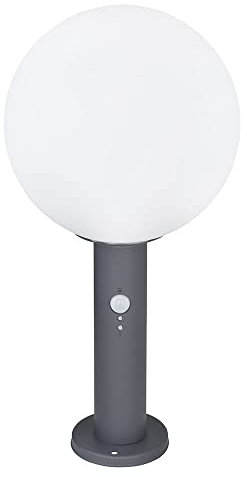 Stehlampe Sockelleuchte Außen Bewegungsmelder Außenleuchte Aluminium, Bewegungssensor Spritzwasserfest Garten, 1x E27 Fassung, DxH 25x50 cm
