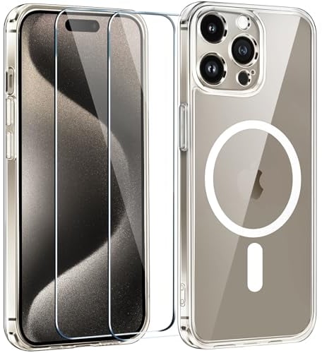 ivoler für iPhone 15 Pro Hülle mit MagSafe, [Kameraschutz] vergilbungsbeständig, Kratzfeste Rückseite, magnetisches HandyHülle Case für iPhone 15 Pro 6.1 Zoll
