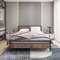 Kingsize-Bettgestell mit Holzkopfteil, robustes Metallbettrahmen, King-Size mit Stauraum, kein Boxspringbett erforderlich, Matratzenbasis, starke Stahllattenstütze, geräuschfrei