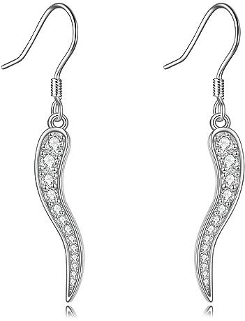 Italienische Horn Ohrringe Silber 925 Cornicello Ohrhänger Schutz Amulett Glücks Schmuck Geschenke Damen