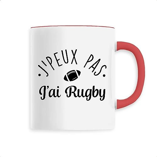 Mug Je peux pas j'ai rugby - Imprimé en France - Tasse originale en céramique - Cadeau je peux pas j'ai Rugby original rigolo (Rouge)
