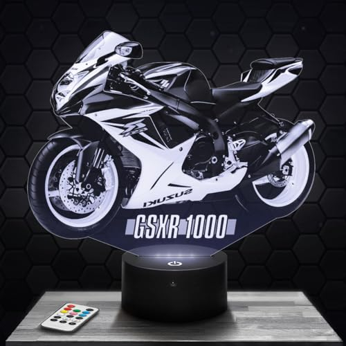 Lampe de chevet Moto GSXR S décoration Motard. Idée cadeau homme objet Moto GSXR S veilleuse adulte déco chambre. Idee cadeau noel homme original