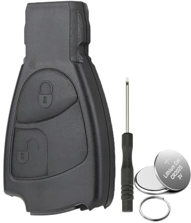 2 Buttons Key Fob Case Cover Fob For Mercedes-Benz C E B S Class CLS CLK ML SLK CL Key Shell with Screwdriver Key Ring 2XBattery CR2025