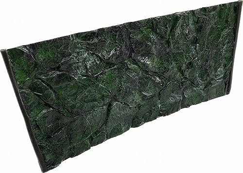 PLASTIKO - Aquarium Hintergrund 3D I Rückwänd 150x60 cm I Leicht zu Montieren und Reinigen I Keine Verklebung Erforderlich I Sicher für Tiere I Grün mit einem Muster aus Niedrigen Steinen
