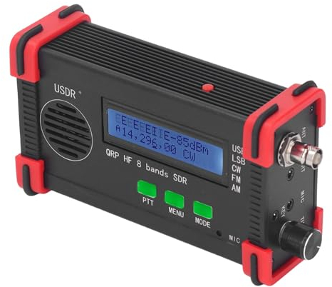 Transceptor de Radio de 8 Bandas, Radio de Onda Corta Portátil Receptor de Radio Multibanda SDR QRP SSB CW de 8 Bandas con Micrófono para, Radios de Onda Corta (Enchufe de la UE)
