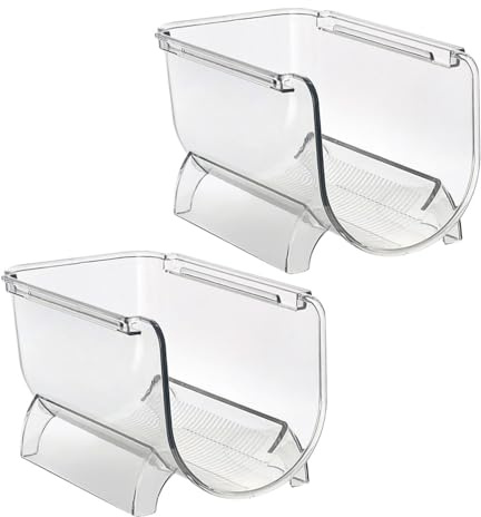 Mikinona 2 Pièces Porte-Bouteilles Empilables Style Tiroir pour Vin Et Eau Organisateur Transparent Polyvalent pour Réfrigérateur Cuisine Et Bar