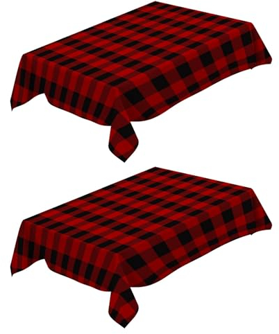 Tischdecke Rechteckig 2 Stück Gestreiftes Plaid 140x140 cm Garten Tischdecken Fleckschutz Pflegeleicht Abwaschbar Schmutzabweisend Table Cloth für Küche Esstisch Couchtisch Parteien - Rot