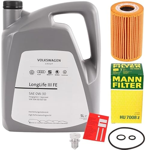 Inspektionspaket Ölwechsel Set Ölfilter + Motoröl 0W30 5 Liter + Ölablassschraube passend für 504.00/507.00