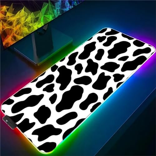 RGB Tapis de Souris Gaming Grand Tapis de Souris XXL 800x300x4mm 14 Modes d'éclairage LED Lumineuse Tapis de Souris Mouse Pad Rétroéclairage pour Gamer Clavier PC, Noir Blanc