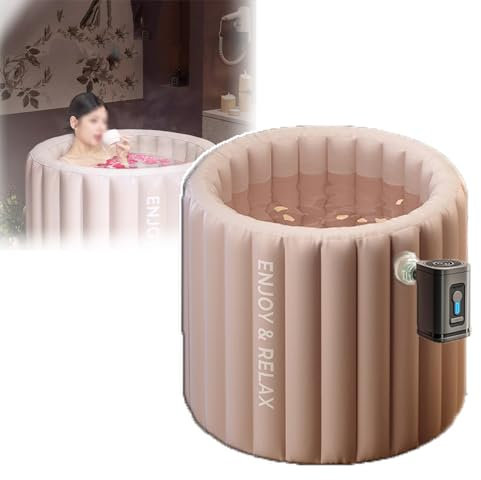 QIeAny Baignoire Gonflable, Baignoire Portable pour Adulte, Sortie De Vidange Unique, Tissu Spécialement Enduit,gonflage sans Fil À Un Bouton,Verrouillage De La Température Longue Durée,A