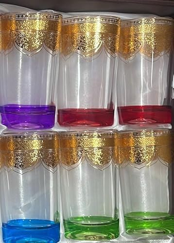 MIELIMON Set di 6 bicchieri da tè marocchino in vetro da 150 ml. bevande calde e fredde