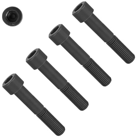 TERF® Viti a testa esagonale M10 x 75 mm, colore nero, ad alta resistenza, grado 12,9, viti M10 (10 mm) x 75 mm a brugola esagonale, confezione da 4