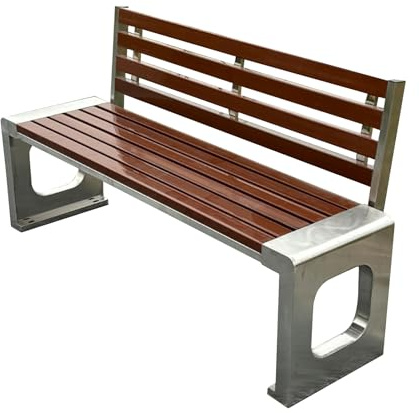 TRGCJGH Gartenbank Parkbank, Sitzbank mit Rückenlehne, Edelstahl Bank für 2-3 Sitzer, Außenbank für Garten Balkon Terrasse(120cm/47.2in,B)