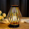 JHY DESIGN Lampada da tavolo alimentata a batteria, lampada da scrivania a gabbia metallica alta 22 cm Lampada da comodino senza fili per matrimoni in da letto soggiorno interno esterno (bronzo)