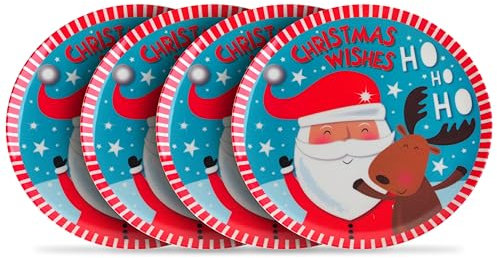 BWG Christmas Santa Reindeer 4 Piece Melamine Plastic Snack Side Plate