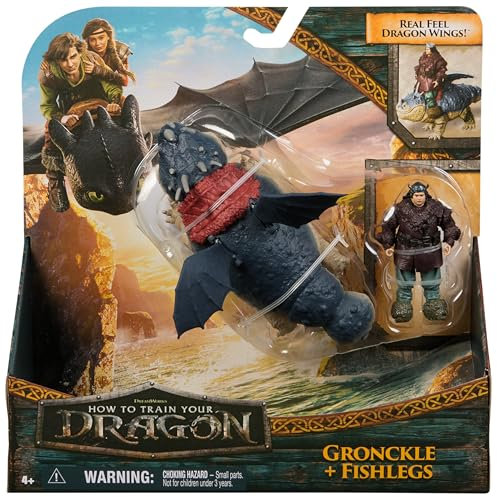 Dreamworks How to Train your Dragon, Wikinger und Drachen Actionfiguren-Set, Fleischklops und Fischbein, Spielzeug für Kinder ab 4 Jahren