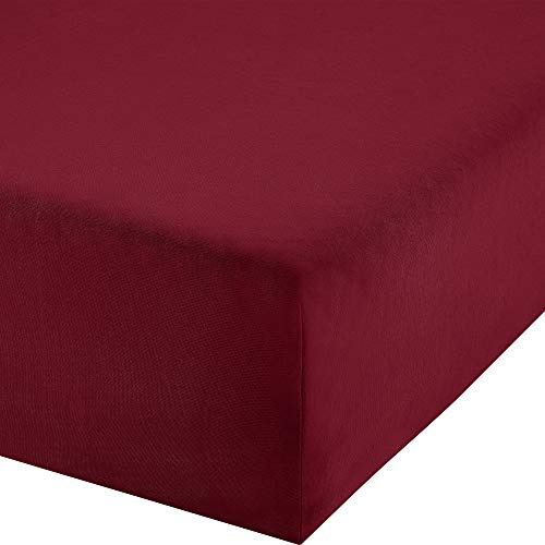 Erwin Müller Boxspring-Spannbettlaken Murnau Single-Jersey - weinrot Größe 140x200 cm - 160x200 cm - bis 35 cm Höhe geeignet, atmungsaktiv, strapazierstark