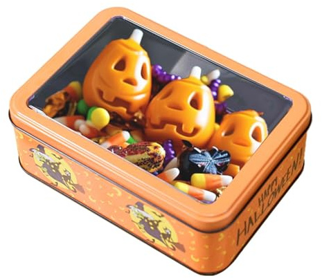 Siuwddee Halloween Keksboxen, Tragbare Rechteckige Metalldosen, Dosen Dosen Vorratsbehälter, Halloween Bäckerei-Boxen, Leere Keksdosen, Aufbewahrungsbehälter Für Dosen