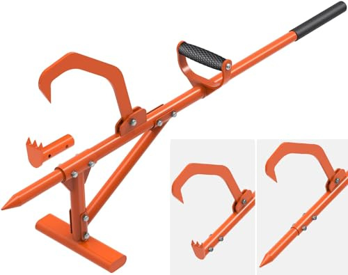 BeneLabel Log Lifter, Timberjack Cant Hook Heavy Duty Roller Tool Forestry Wood Jack 4in1 Handled Firewood Peavey Multitool for Grabbing Moving and Clamping with Non-Slip Handle, 114-128cm