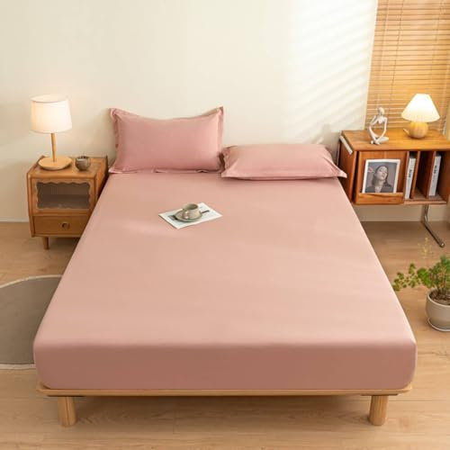 ANAZOZ 200x220cm Spannbettlaken Baumwolle, Betthusse Boxspringbett Einfarbig Altrosa Wasserdicht