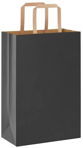 vidaXL Papiertragetaschen 250 STK., Papiertüten mit Henkeln, Papiertüten, Geschenktüten für Einkaufen Hochzeiten Verpackungen Partys Geburtstag Weihnachten, Schwarz 21x11x31cm