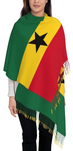 YQxwJL Winterschal für Damen, Motiv: Flagge von Ghana, Schal für Damen, Winter-Pashmina-Schal, Wickeltuch, Hochzeitsschal, Schwarz, Einheitsgröße