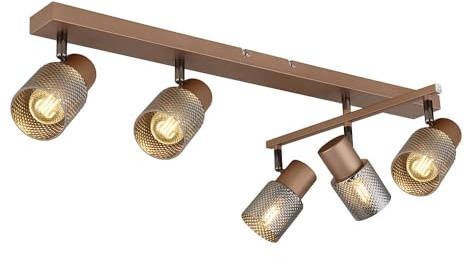 Deckenstrahler Deckenlampe Wohnzimmerlampe schwenkbar kaffee 6 flammig L 70 cm