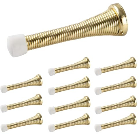Spring Door Stops,Rubber Tip Bumper for Wall and Door Protection,Oil Rubbed Bronze,12-Pack – Heavy Duty Door Holder, Door Stopper Decorative Door Stop for Bottom of Door (White)