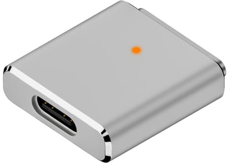 Fivetwofive Replaceable for Magsafe3 Adapter Type-C Female to 5pin High Power Output 100w Adapter with Led for/Pro Silver