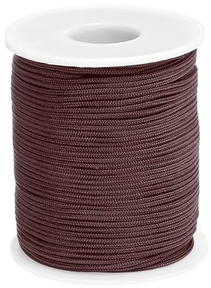 PATIKIL Nylon Cord 0.06 inch x 54 Yards, Bracelet String Braided Nylon Thread Chinese Knotting Cord for Jewelry Making Beading Necklaces Blind Wind Chimes, Brown