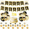 Umrah Mubarak Decoration, Gold & Black Islamic Party Supplies, Includes 2 Umrah Mubarak Banners, Cake Topper, 16 Balloons, 12 Cupcake Toppers, Muslim Events Decor