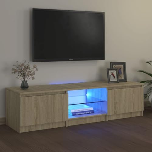 LumFurni Meuble TV avec lumières LED chêne Sonoma 140x40x35,5 cm