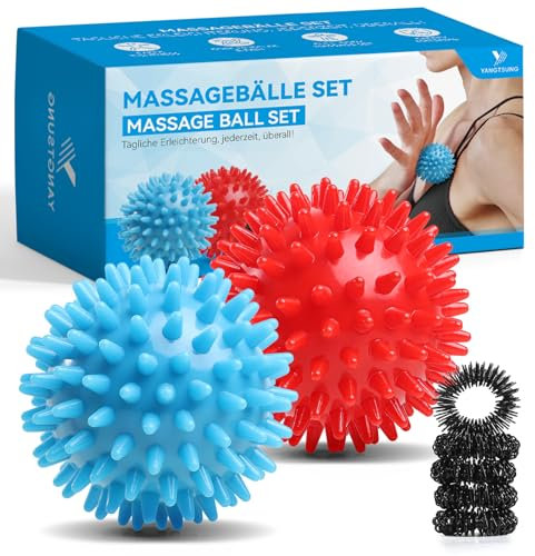 YANGTSUNG 2 pcs Pelota Masaje Muscular con Pinchos para aliviar Dolores musculares, herramienta de masaje Miofascial, Massage Balls para Rehabilitación, triggerpoint Diferentes Grados de dureza