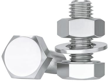 Drenky Vis M10 Boulons Et écrous, 10 Pièces M10 X 20mm Boulons à Six Pans Avec écrous et Rondelles Assortiment Acier Inoxydable A2 V2A Vis Inox Set DIN933 / DIN934 / DIN125