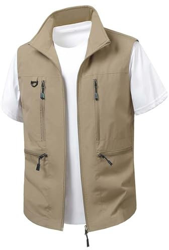 Générique Hommes Softshell Vest Cyclisme Gilet Coupe Vent sans Manches Veste de Vélo Veste D'entraînement Gilet de Pêche Voyage Travail Photographe de Plein Air Vestes Décontractée