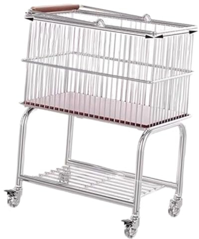 Rolling Laundry Cart with Removable Hamper 2 in 1 Design Mobile Storage Basket Toilet Trolley for Bedroom Bathroom Organization